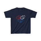 Youth, Kids Tee — Red & Blue Heart Sketches "You & Me" Casual Love Shirt