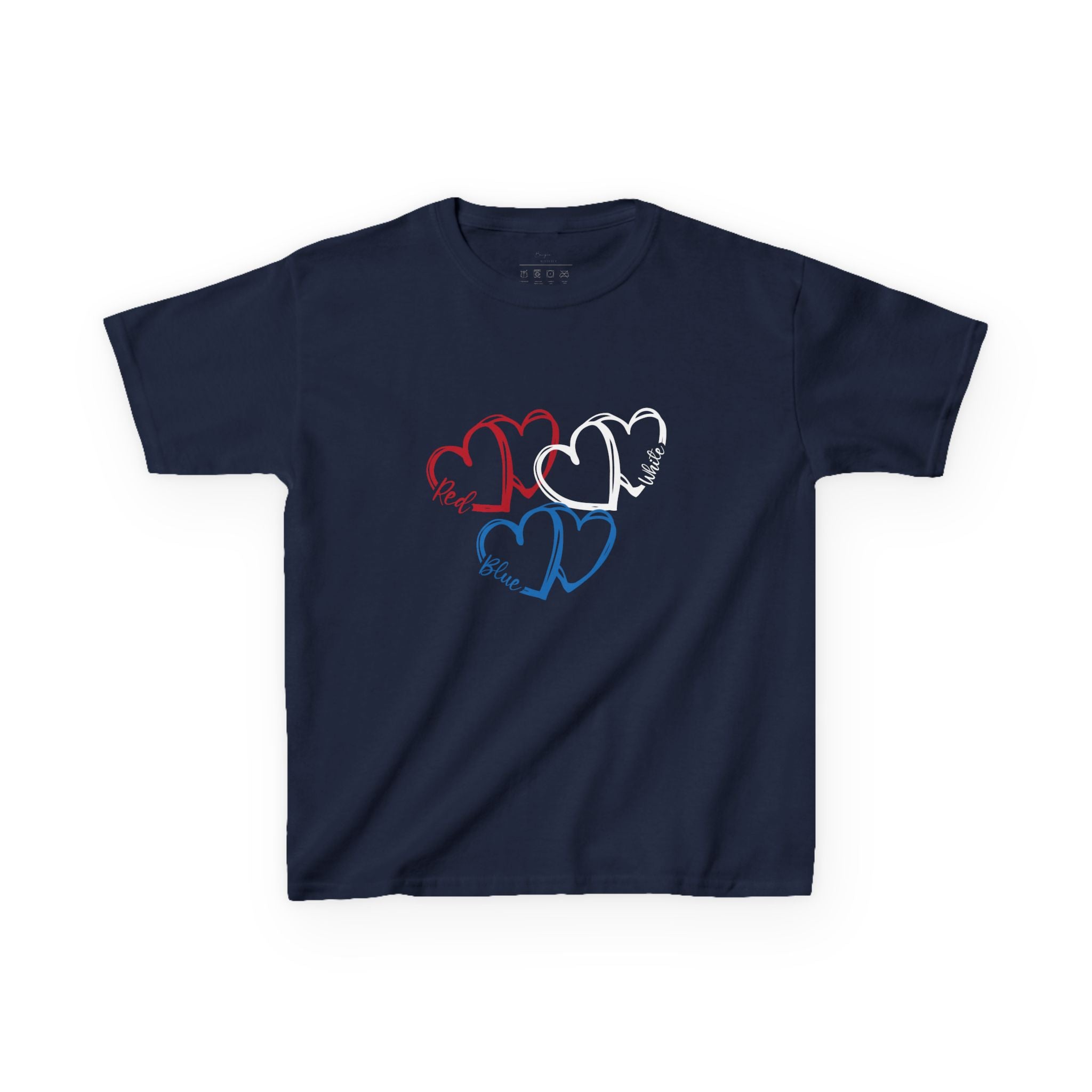 Youth, Kids Tee — Red & Blue Heart Sketches "You & Me" Casual Love Shirt