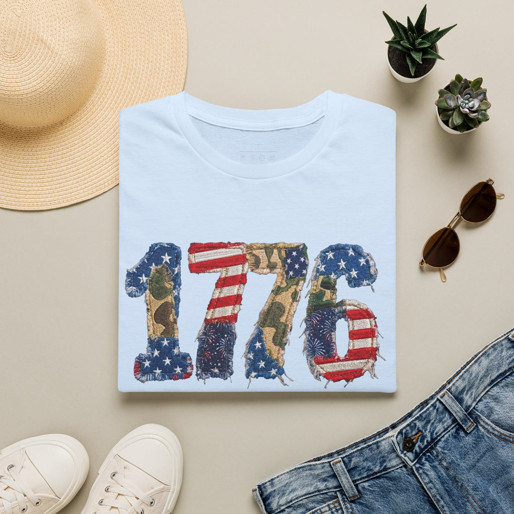 1776 Patriotic T-Shirt — American Flag & Camouflage Vintage Independence Tee