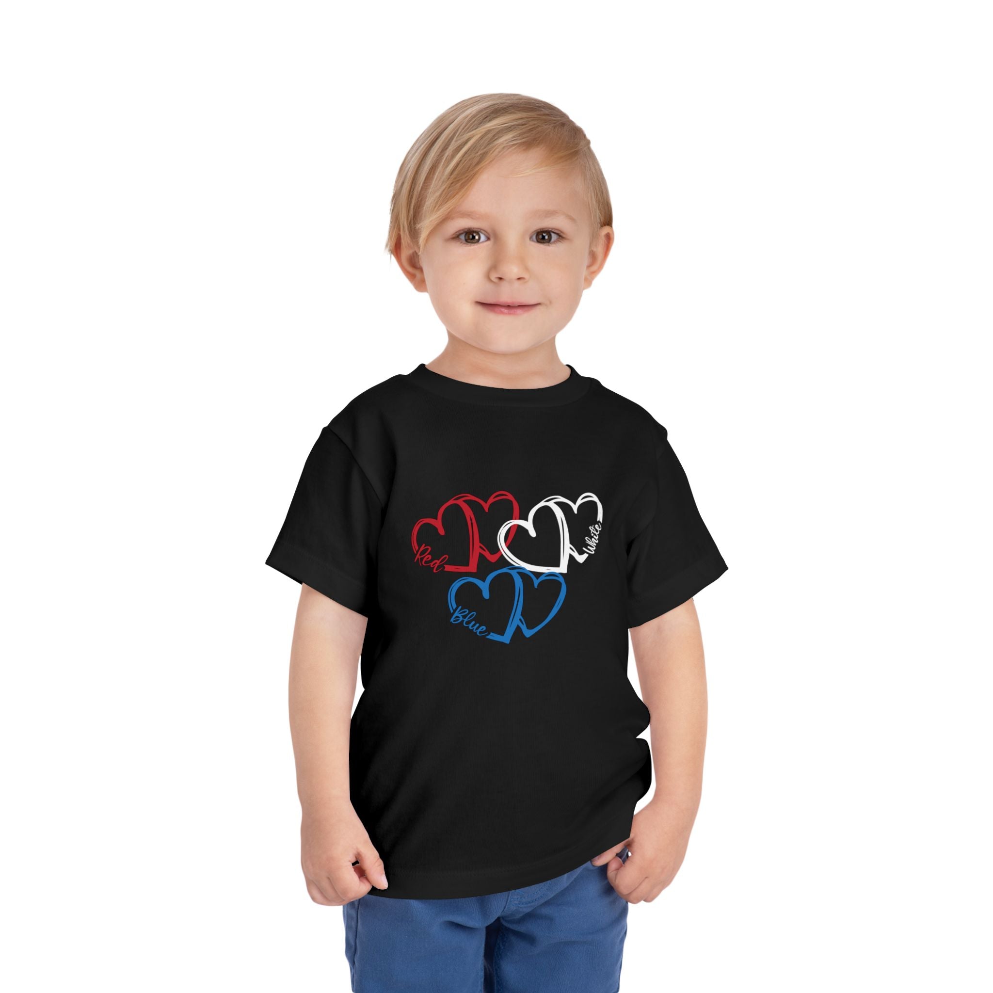 Toddler Tee — Red White Blue Heart Trio