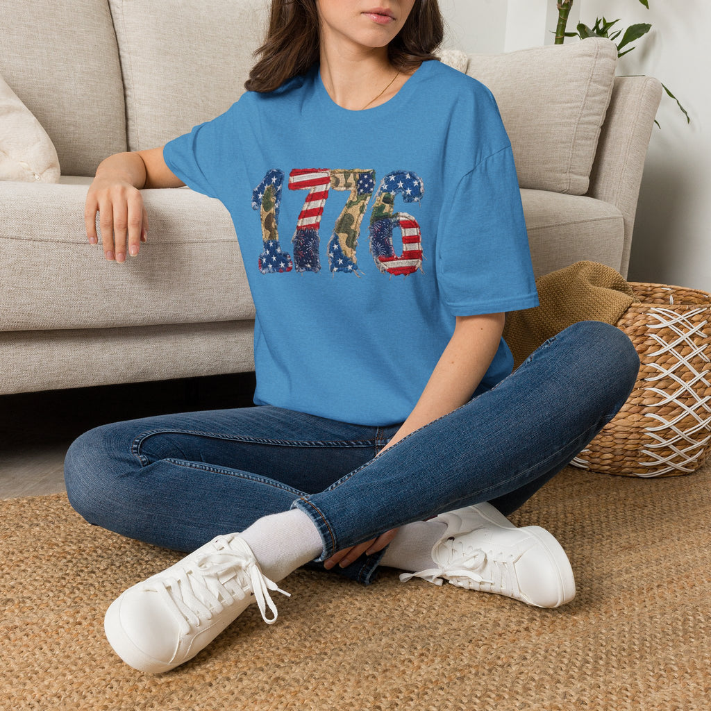 1776 Patriotic T-Shirt — American Flag & Camouflage Vintage Independence Tee