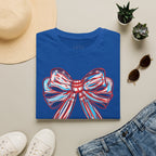 Patriotic Red White Blue Bow T-Shirt — 4th of July Americana Graphic Tee