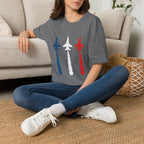 Patriotic Fighter Jet T-Shirt — Red White & Blue Military Aircraft Tee