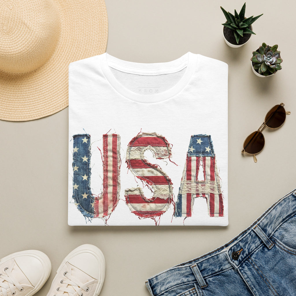 USA Flag Graphic T-Shirt — Distressed Americana Patriotic Tee