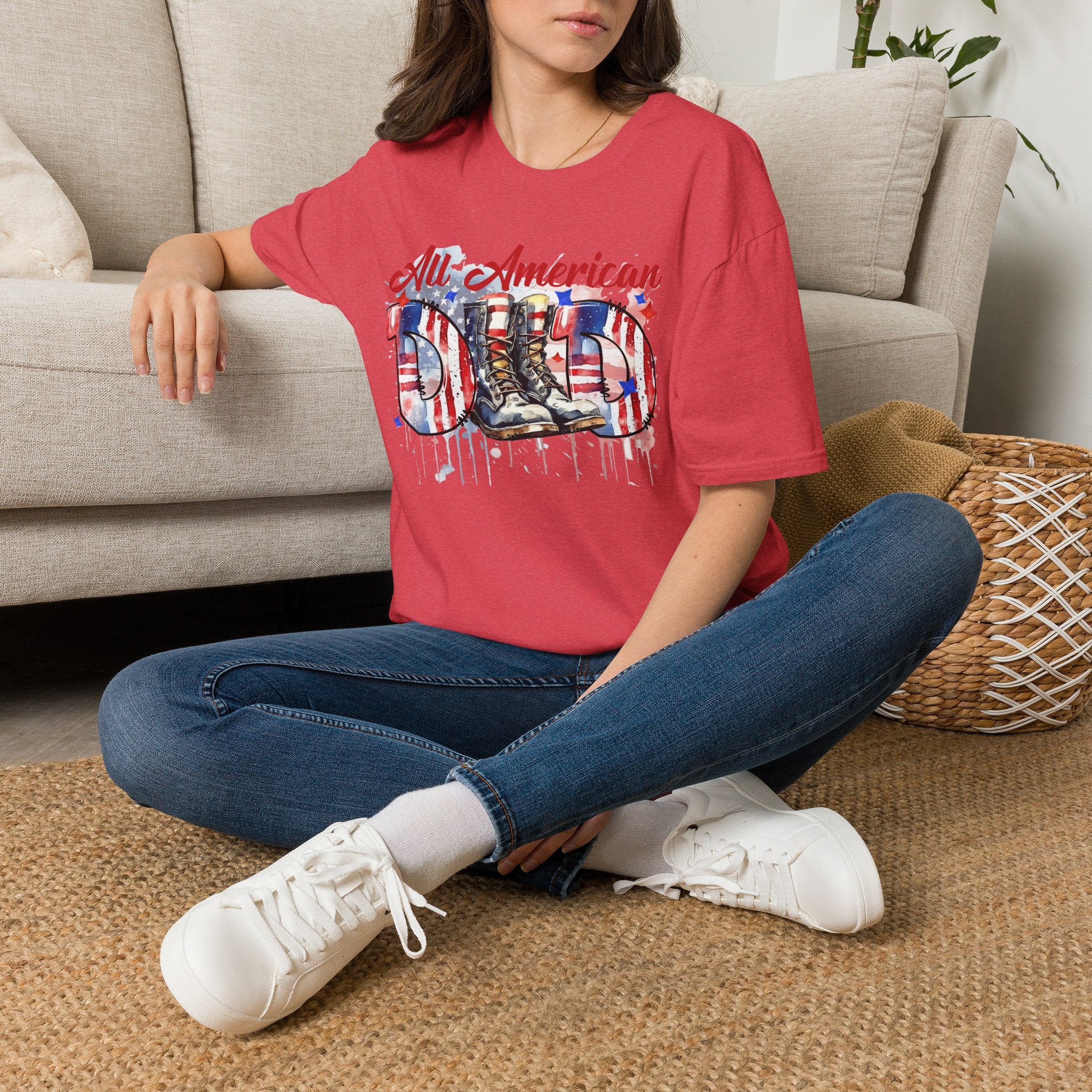 All American Dad T-Shirt — Patriotic Flag Boots Graphic Tee for Father's Day & 4th of July