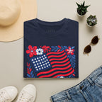 American Flag Floral T-Shirt — Patriotic Stars & Stripes Tee