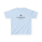 Youth, Kids Tee - 'america EST. 1776' Heart Flag Patriotic T-Shirt for Fourth of July