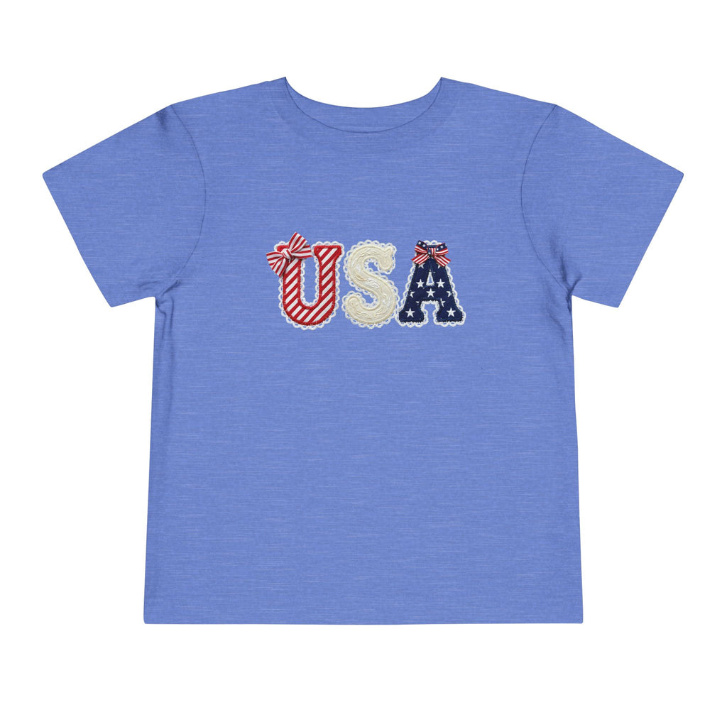 Toddler Tee - "USA" Patriotic Applique Short Sleeve