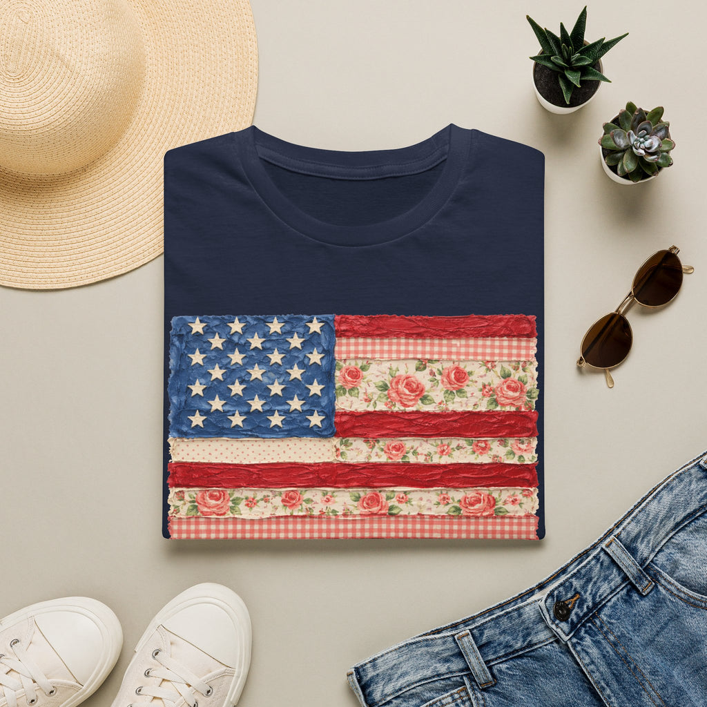 Vintage Rose USA Tee for Fourth of July