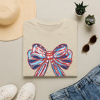 Patriotic Red White Blue Bow T-Shirt — 4th of July Americana Graphic Tee