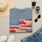 Patchwork American Flag T-Shirt — Vintage Floral Patriotic Tee