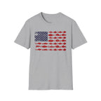 American Fishing Flag T-Shirt — Patriotic Fish Graphic Tee
