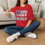 Patriotic Flag Bow T-Shirt — American Red White Blue Fourth of July Tee