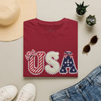 USA Applique T-Shirt — Patriotic 4th of July Flag Letter Tee