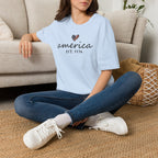 America Est. 1776 Heart T-Shirt — Patriotic USA Independence Day Tee
