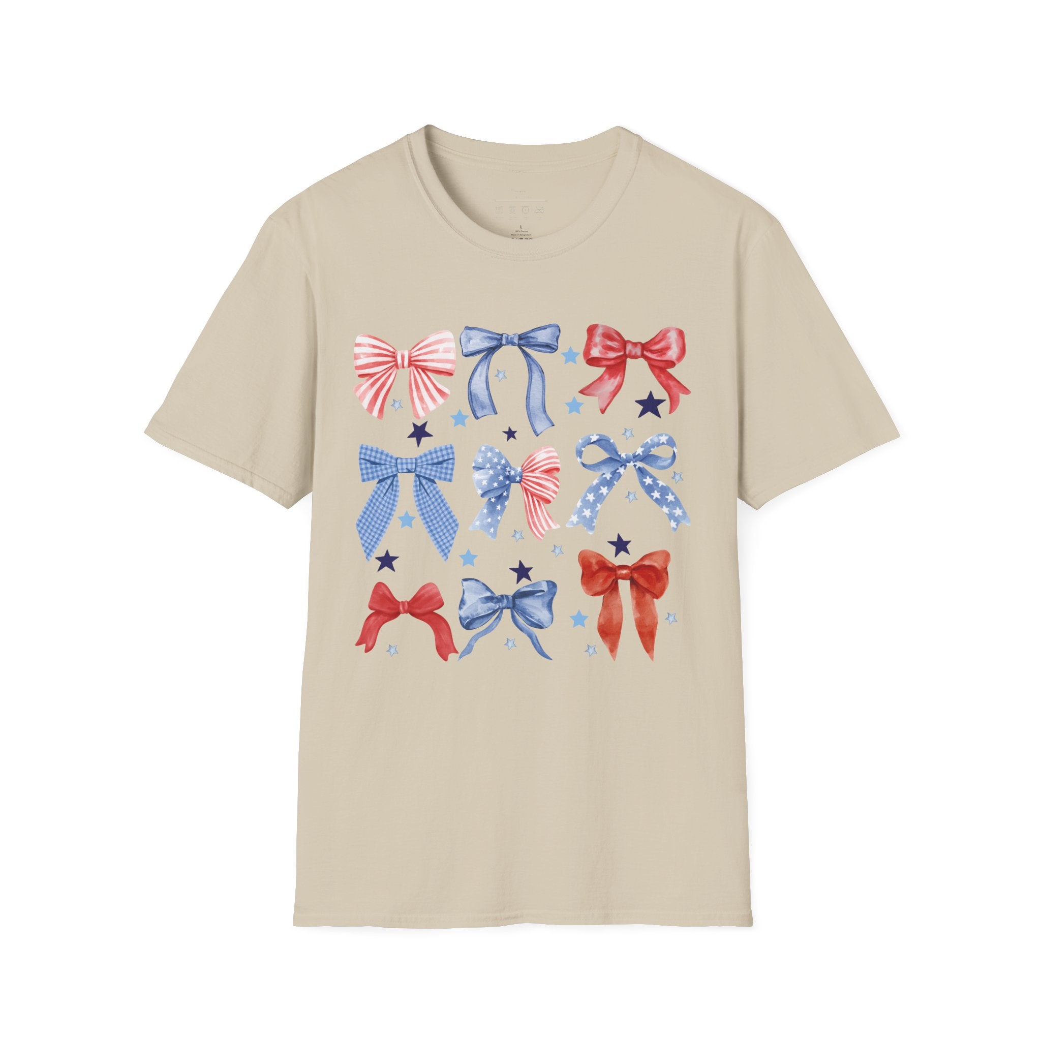 Patriotic Red White Blue Bow T-Shirt — Stars & Ribbon Graphic Tee