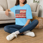 Patriotic Floral American Flag T-Shirt — Vintage Rose USA Tee for Fourth of July