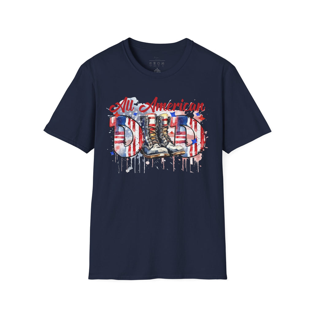 All American Dad T-Shirt — Patriotic Flag Boots Graphic Tee for Father's Day & 4th of July