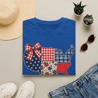 Patriotic Patchwork USA T-Shirt — Quilted Red White & Blue Map Tee