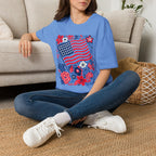 American Flag Floral T-Shirt — Patriotic Stars & Stripes Tee