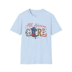 All American Girl T-Shirt — Patriotic USA Leopard & Flag Graphic Tee