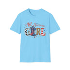 All American Girl T-Shirt — Patriotic USA Leopard & Flag Graphic Tee
