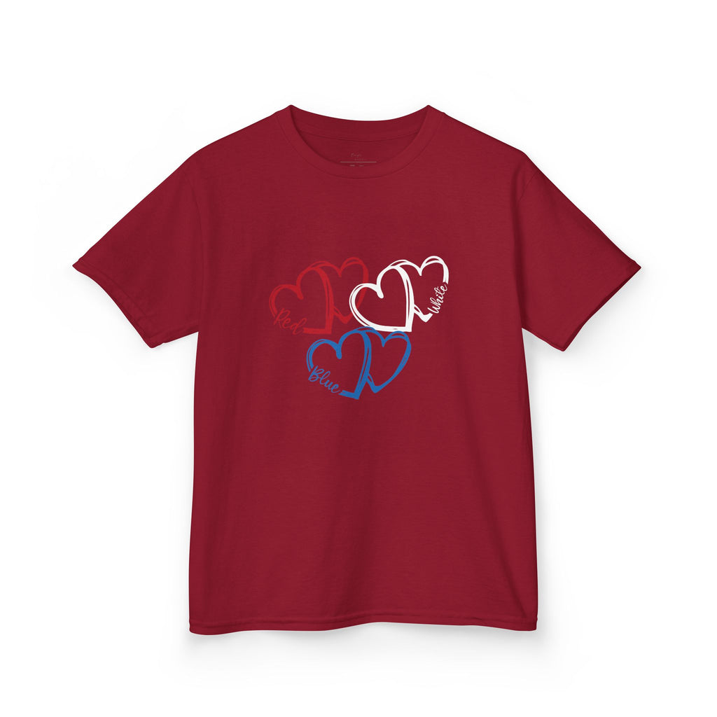 Youth, Kids Tee — Red & Blue Heart Sketches "You & Me" Casual Love Shirt
