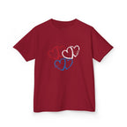 Youth, Kids Tee — Red & Blue Heart Sketches "You & Me" Casual Love Shirt
