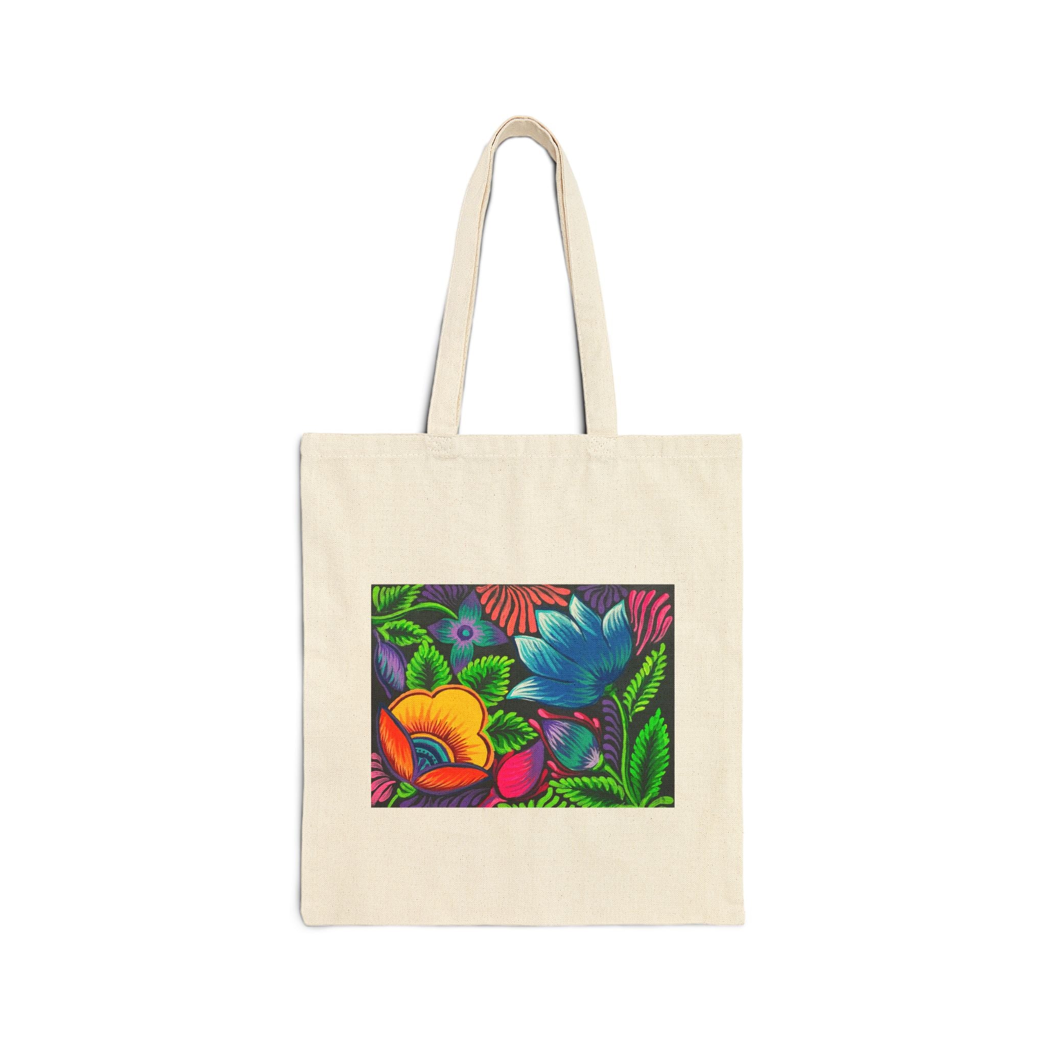 Ricksaw Art Canvas Tote Bag — Vibrant Hand-Painted Bloom Market Tote