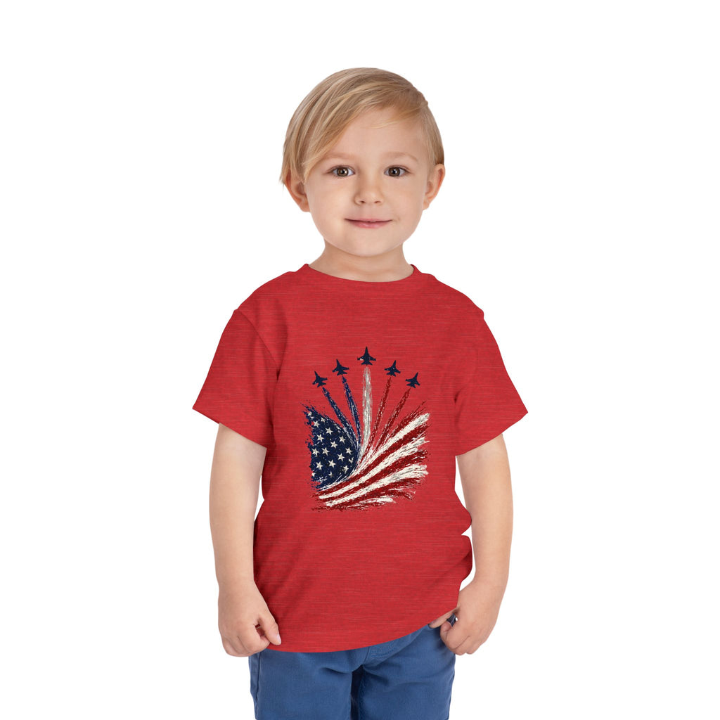 Toddler Tee - Patriotic American Flag Jet Spray Design (Fourth of July)