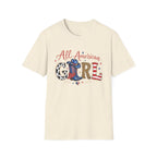 All American Girl T-Shirt — Patriotic USA Leopard & Flag Graphic Tee