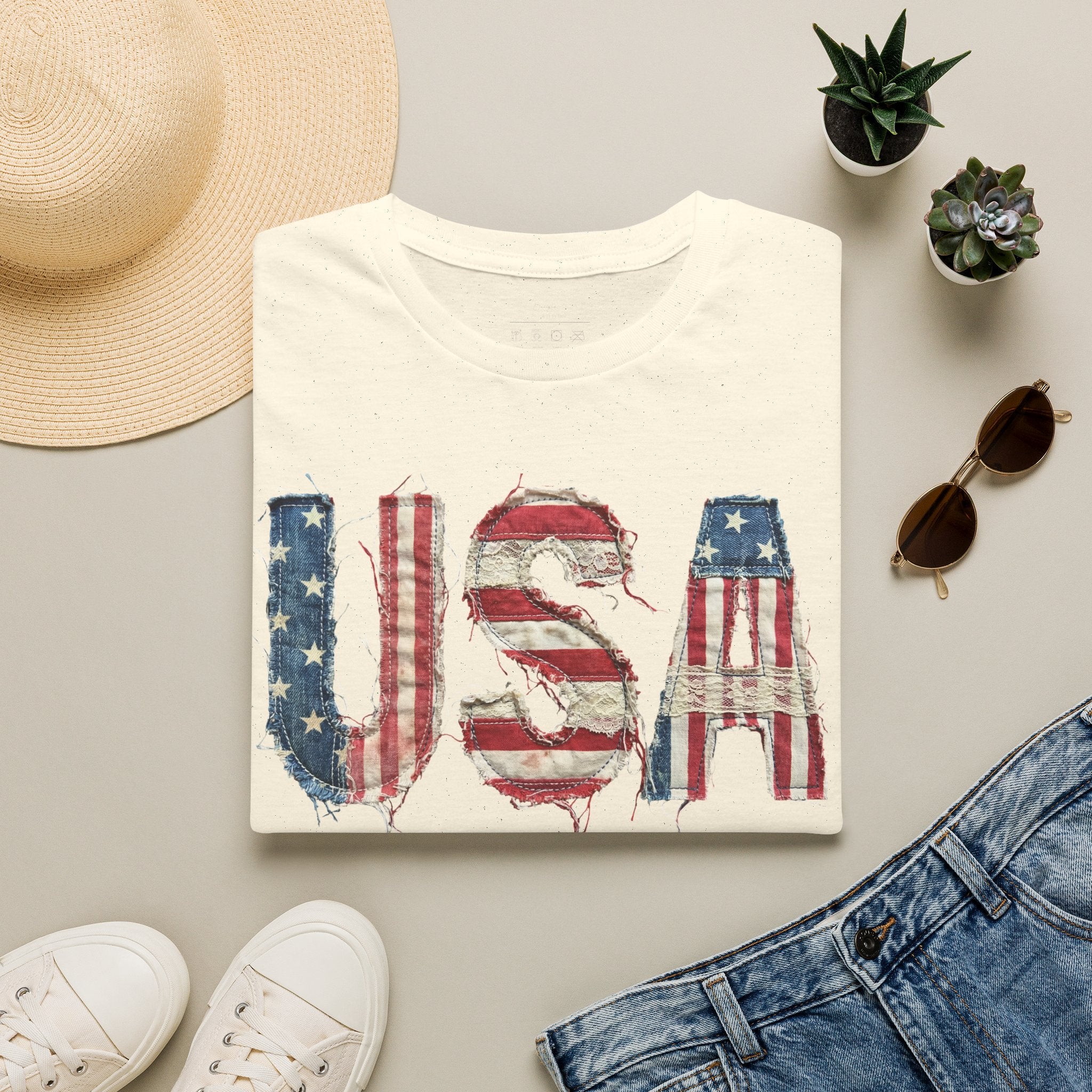 USA Flag Graphic T-Shirt — Distressed Americana Patriotic Tee