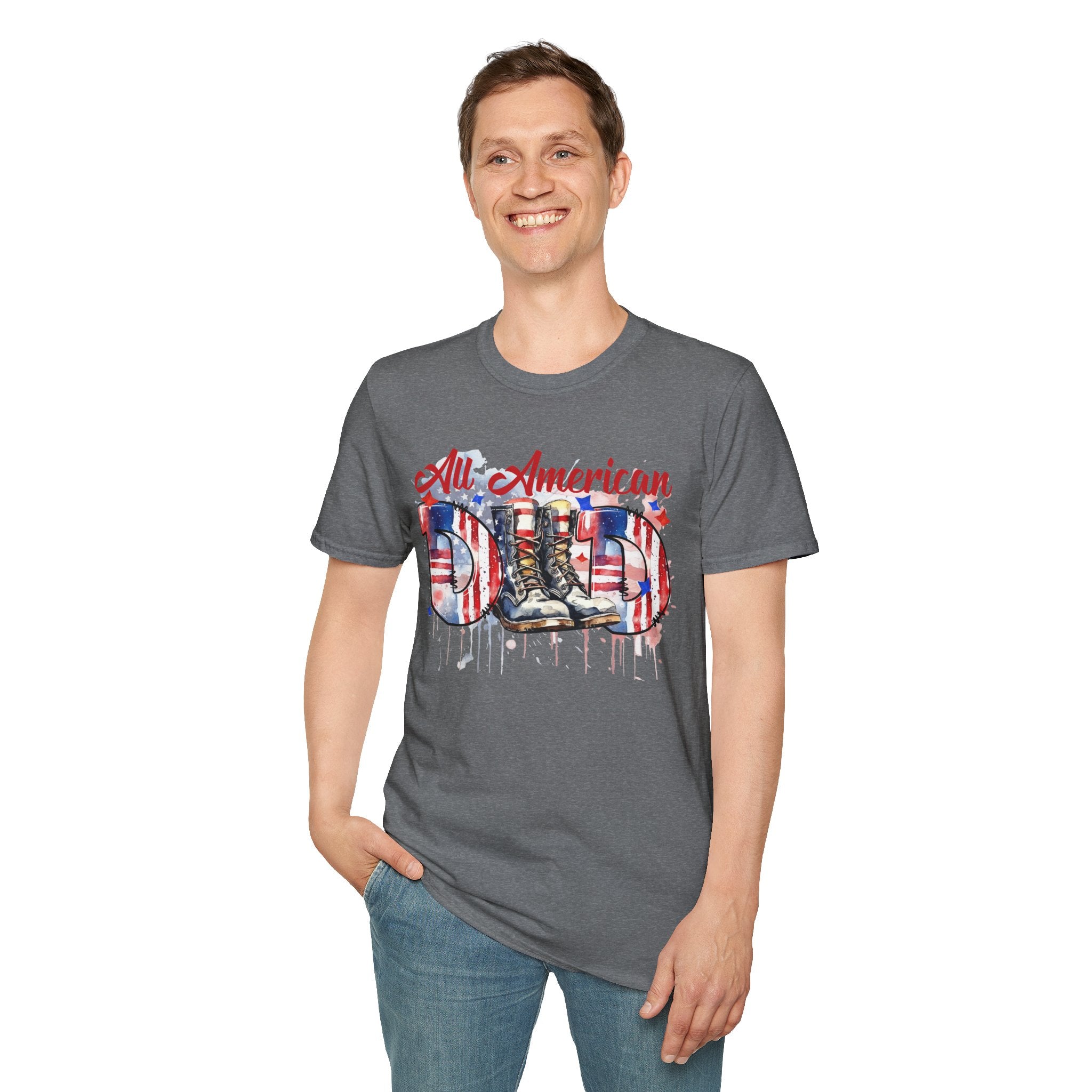 All American Dad T-Shirt — Patriotic Flag Boots Graphic Tee for Father's Day & 4th of July
