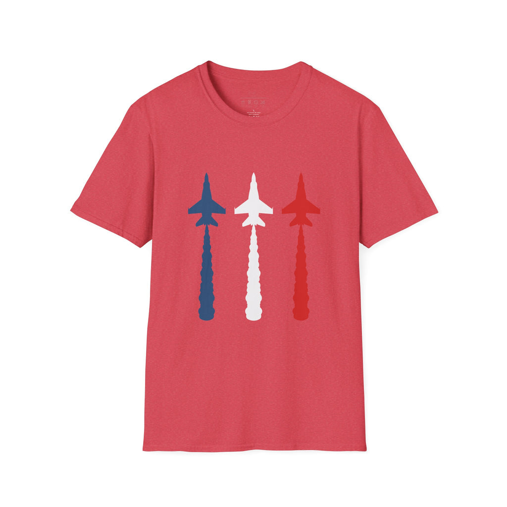 Patriotic Fighter Jet T-Shirt — Red White & Blue Military Aircraft Tee