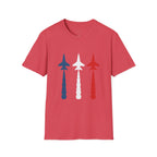 Patriotic Fighter Jet T-Shirt — Red White & Blue Military Aircraft Tee