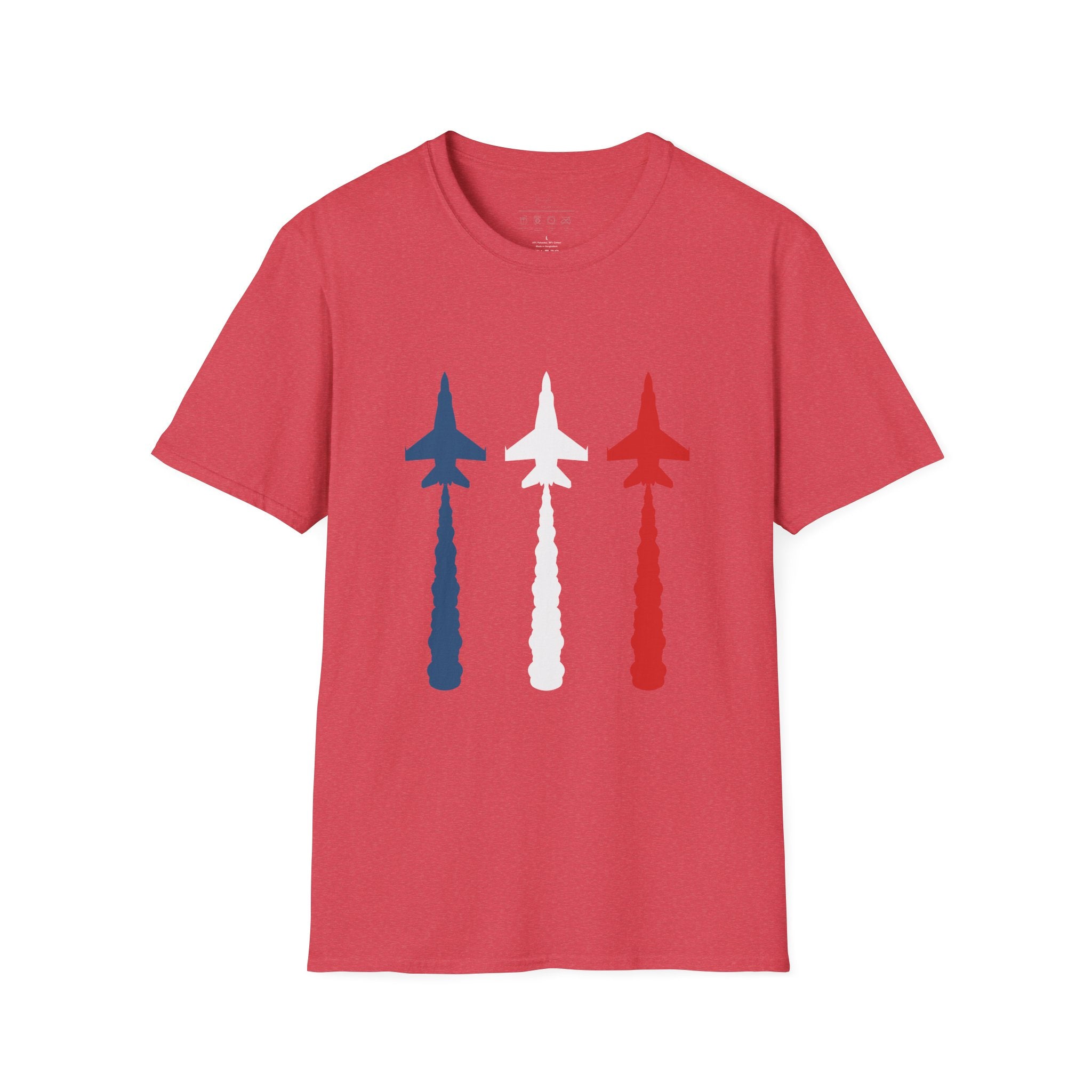 Patriotic Fighter Jet T-Shirt — Red White & Blue Military Aircraft Tee