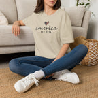 America Est. 1776 Heart T-Shirt — Patriotic USA Independence Day Tee