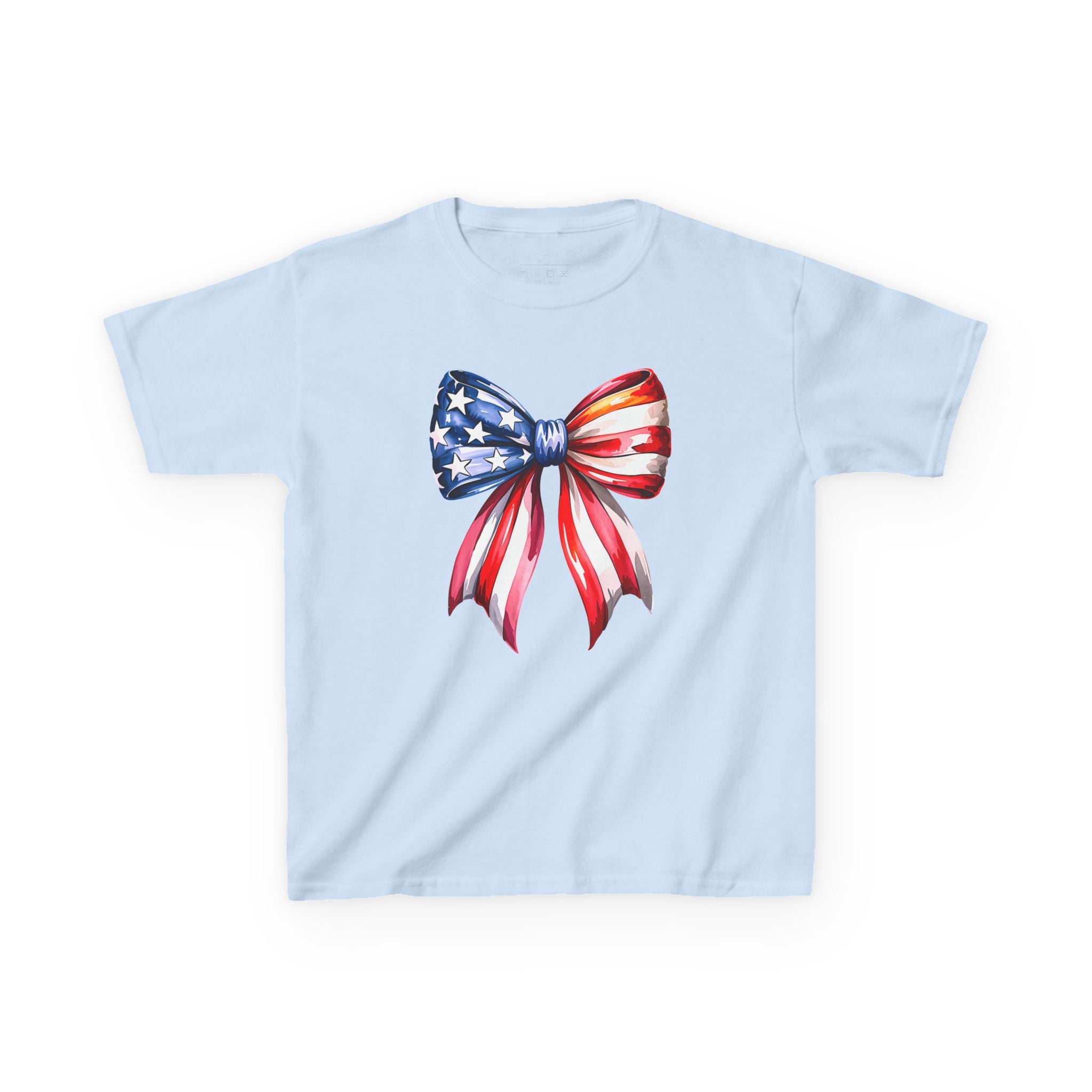 Youth, Kids Tee — Patriotic American Flag Bow Graphic (Fourth of July)