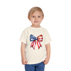 Toddler Tee — Patriotic American Flag Bow Graphic (4th of July Kids Shirt)