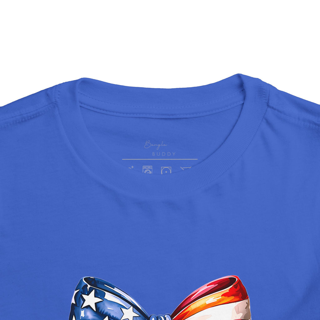 Toddler Tee — Patriotic American Flag Bow Graphic (4th of July Kids Shirt)