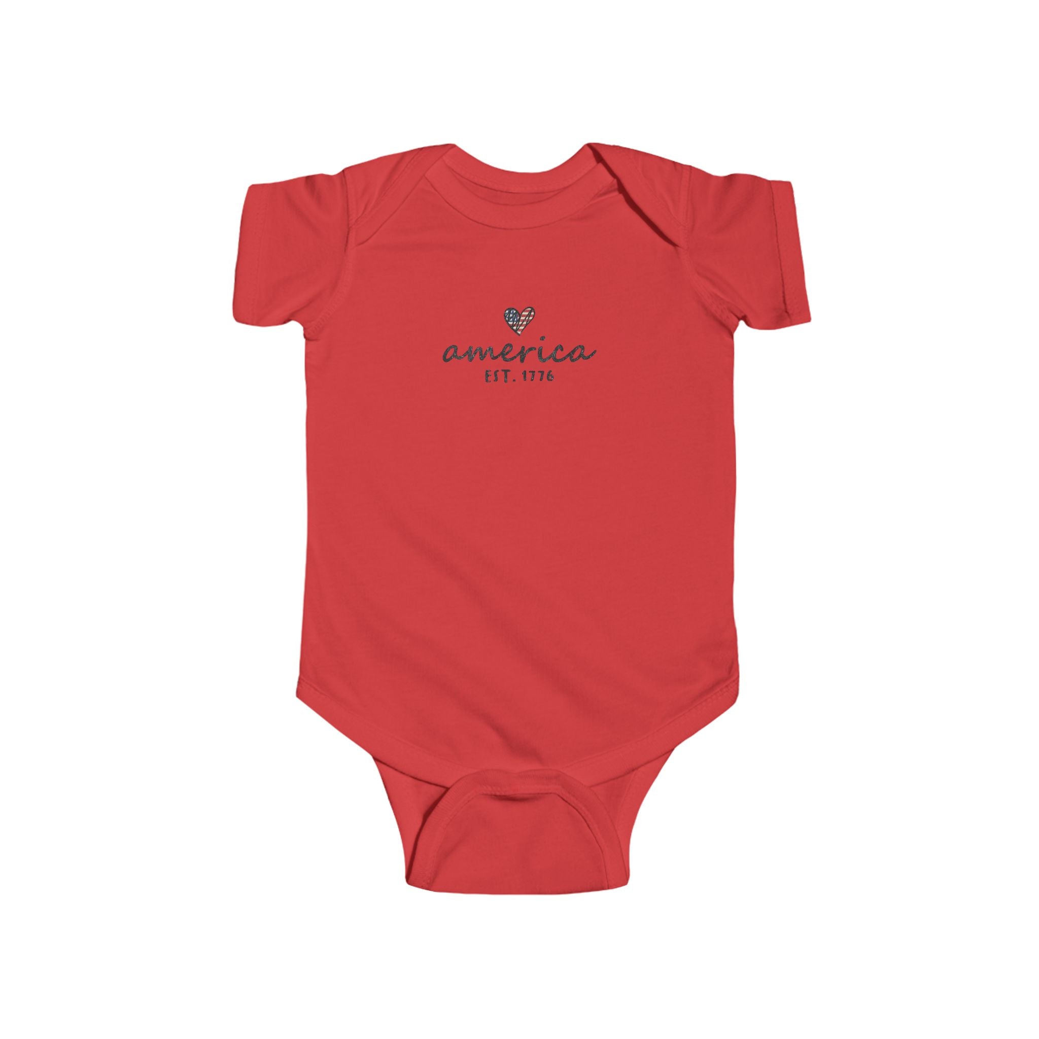 America Est. 1776 Baby Bodysuit — Patriotic Infant Onesie with Heart