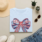 Patriotic Red White Blue Bow T-Shirt — 4th of July Americana Graphic Tee
