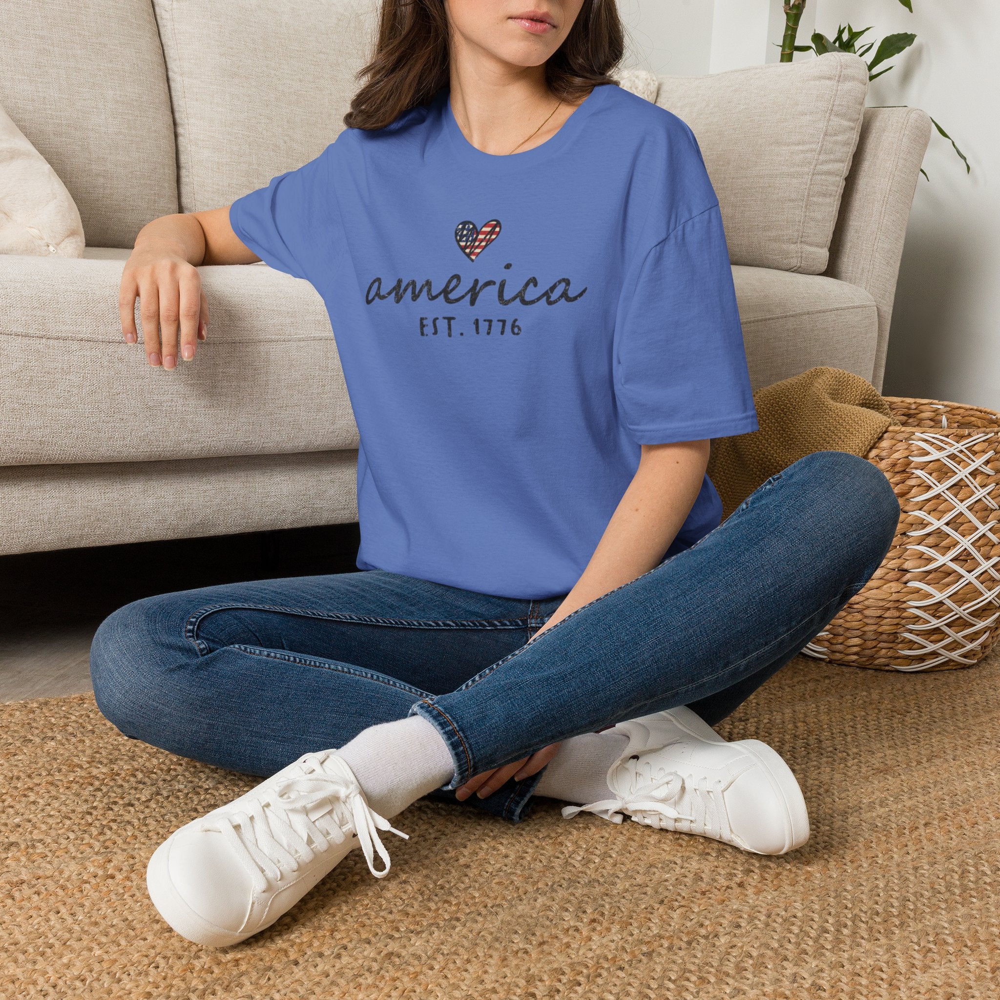 America Est. 1776 Heart T-Shirt — Patriotic USA Independence Day Tee