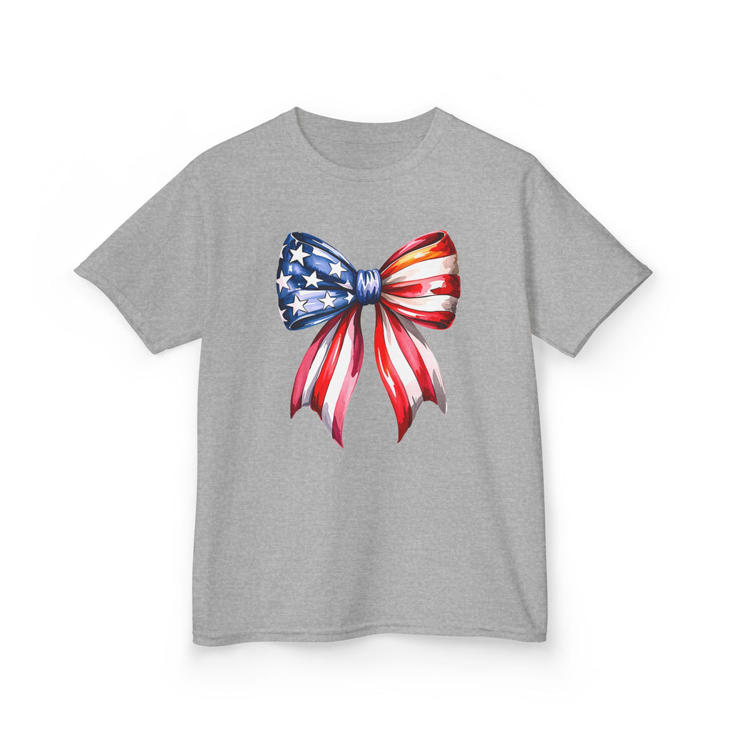 Youth, Kids Tee — Patriotic American Flag Bow Graphic (Fourth of July)