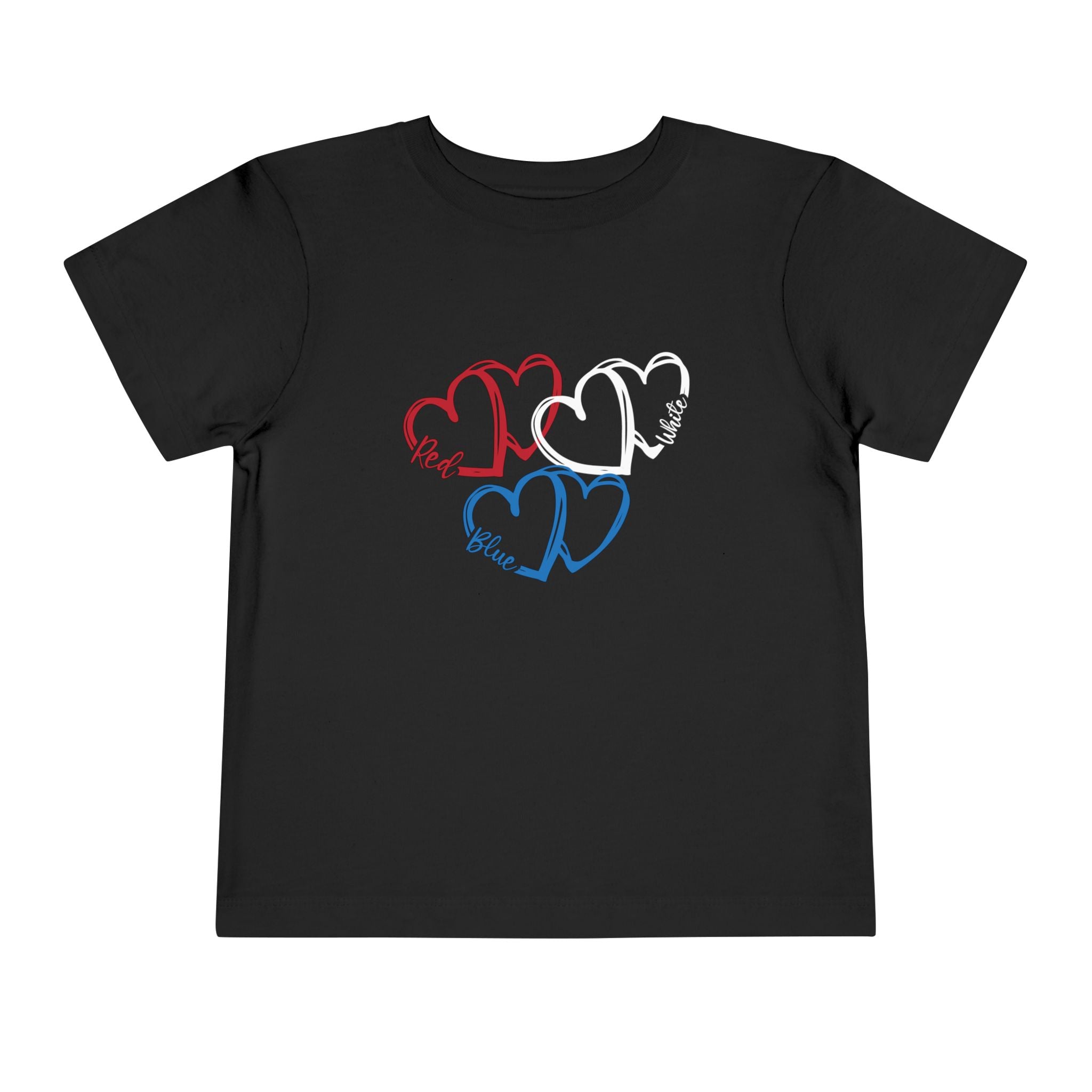 Toddler Tee — Red White Blue Heart Trio