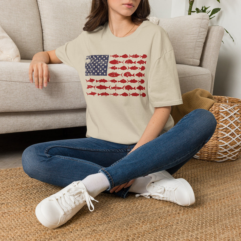 American Fishing Flag T-Shirt — Patriotic Fish Graphic Tee