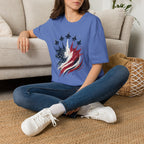 T-Shirt — Patriotic Jet Flyover with American Flag Splash