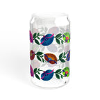 16oz Floral Bird Sipper Glass with Bamboo Lid — Reusable Straw Tumbler