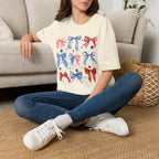 Patriotic Red White Blue Bow T-Shirt — Stars & Ribbon Graphic Tee