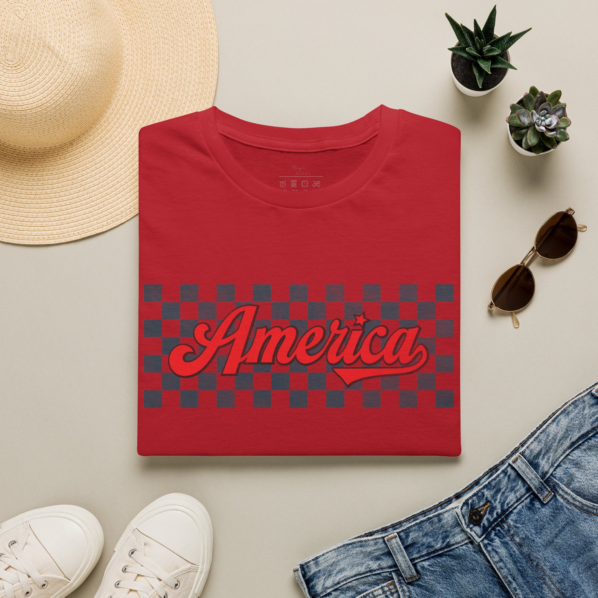 America Checkerboard Graphic T-Shirt